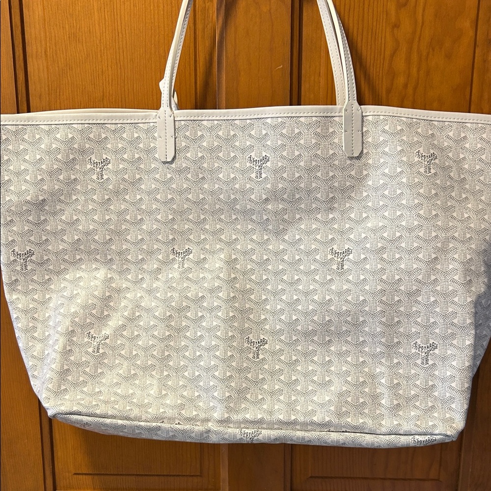 White Canvas Patterned Tote Bag - image 1